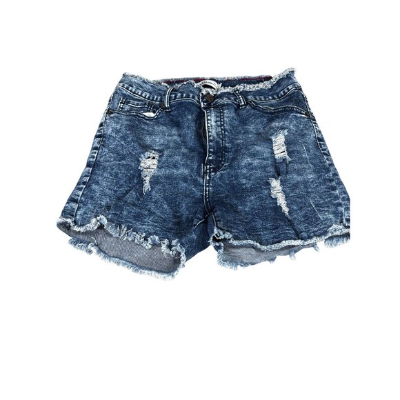 Distressed Denim High-Waisted Shorts Size 11 By Blue Co. - Picture 1 of 8